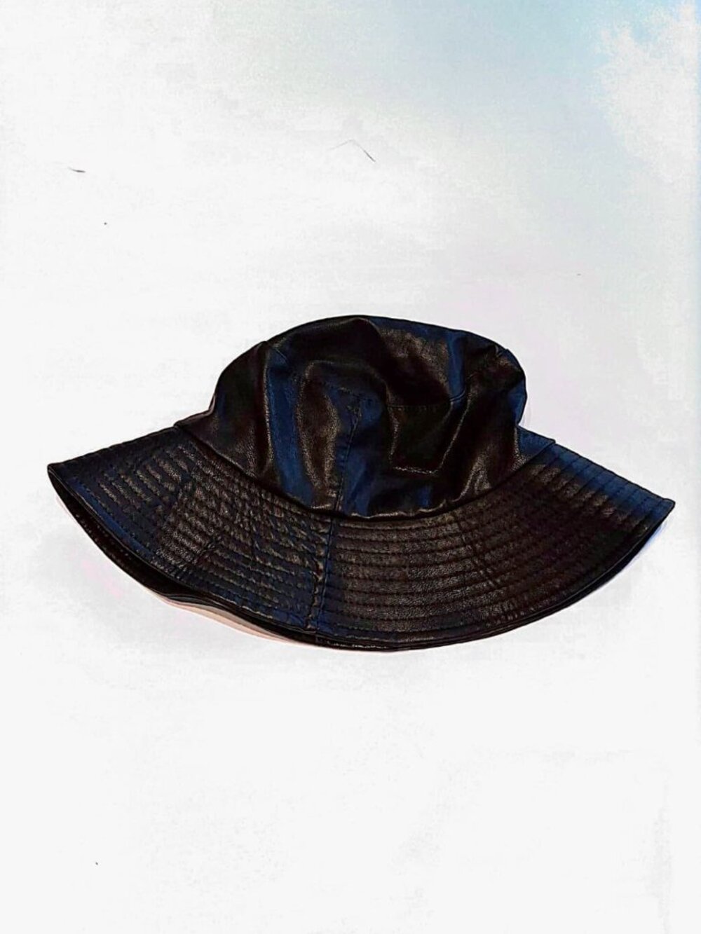 Anthropologie Black Faux Leather Bucket Hat – One Size